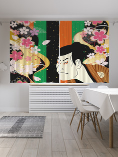 Шторы с фотопечатью JoyArty "Японские гравюры" из сатена, 290х180 см