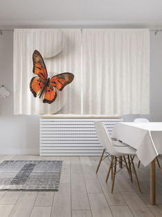 Шторы с фотопечатью JoyArty "Прыгучая бабочка" из сатена, 290х180 см