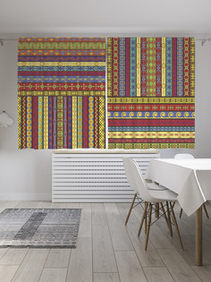 Шторы с фотопечатью JoyArty "Полосатые квадраты" из сатена, 290х180 см