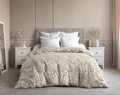 Простыня Ночь Нежна "Гжель" (беж.) осн. 7374-2 Бязь 120гр. (220х200) евро