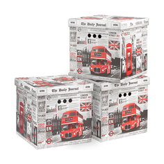 Коробка для хранения Valiant Travelling England, складная, 31,5 x 31,5 x 31,5 см, 3 шт