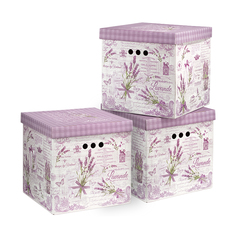 Коробка для хранения Valiant Lavande, складная, 31,5 x 31,5 x 31,5 см, набор 3 шт