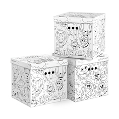 Коробка для хранения Valiant Раскрась сам, складная, 31,5 x 31,5 x 31,5 см, набор 3 шт