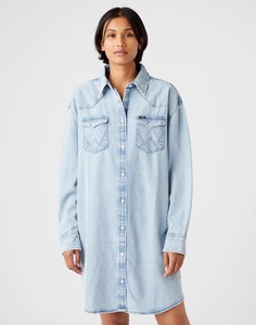 Платье женское Wrangler DENIM WESTERN DRESS LIGHT INDIGO голубое XL