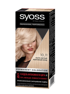 Стойкая крем-краска для волос Syoss Color, 10-11 Ультра-светлый жемчужный блонд, 115 мл