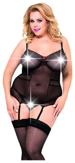 Корсет с пажами и стринги SoftLine Collection Emma, черный, XXL