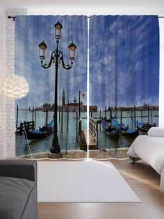 Шторы с фотопечатью "Дневной пирс" из сатена, 290х265 см Joy Arty