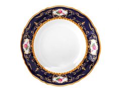 Тарелка Leander глубокая Соната Темно-синий орнамент с розами, 23 см