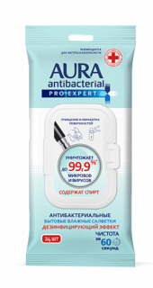 Салфетки влажные Aura "Pro expert", big-pack, для поверхностей, 24 шт