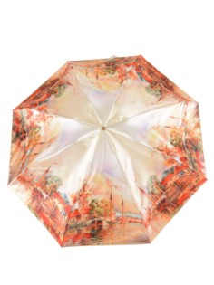 Зонт складной женский автоматический ZEST 24984 бежевый/оранжевый