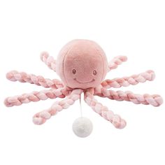 Игрушка мягкая Nattou Musical Soft toy Lapidou Octopus old pink/light pink муз. 877596