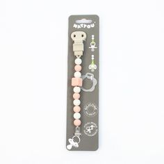 Держатель Nattou (Наттоу) для фиксации соски Pacifinder Lapidou light pink-white 879347