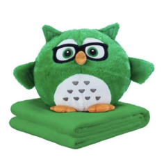 Мягкая игрушка MishaExpo Сова с пледом зеленая atoy004