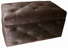 Банкетка пуф с ящиком для хранения octoberhome велюр со стразами /FRA-48