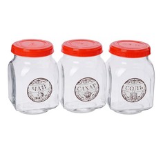 Банки для сыпучих продуктов LarangE Чай-сахар-соль 800 мл с пластиковыми крышками 3 шт