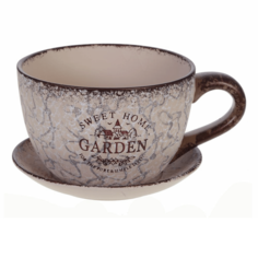 Кашпо Чашка Garden 16 см бежево-коричневое No Brand