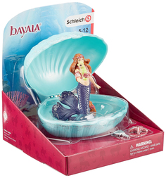 Игровой набор Schleich Русалка с малышом морского конька в ракушке 70563