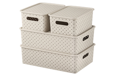 Набор 4 корзинок с крышками 3 л 3 л 7,5 л 7,5 л "Береста" латте El Casa