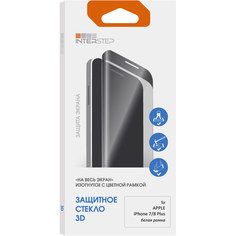 Защитное стекло InterStep для iPhone 8 Plus 7 Plus /3D на весь экран/белая рамка