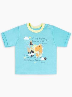 Футболка для мальчиков Веселый малыш 67322/di/бирюзовый Цвет бирюзовый размер 74