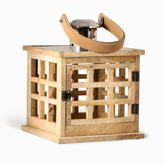 Подсвечник-фонарь Dekor pap бежевый стальной 20 x 20 x 25 см