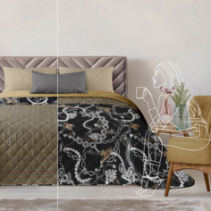 Покрывало стеганое «Mia Cara» 180х210 Время тигра 37032-1/37034-2 Тейковский ХБК