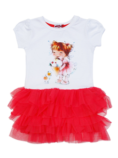 Платье для девочки трикотажное M-Bimbo, ДВ-20-03 (белый; красный р. 122)