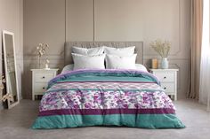 Пододеяльник Ночь Нежна "Валери" (зелен.) осн. 7142-2 Поплин 110гр. евро макси