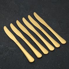 Набор ножей столовых Доляна «Голд», 6 шт, 23,5×2 см