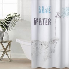 Штора для ванной Доляна Save Water, с люверсами, 180×180 см, полиэстер