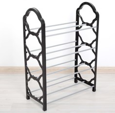 Полка для обуви Доляна, 4 яруса, 42×19×58 см, цвет чёрный