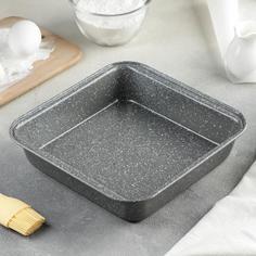 Противень для выпечки, 22×23×5 см, антипригарное покрытие, цвет серый Доляна