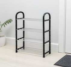 Полка для обуви Доляна, 4 яруса, 42×19×55 см, цвет чёрный