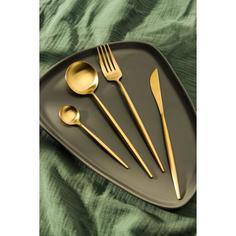 Набор столовых приборов Magistro «Фолк», 4 предмета, цвет золото