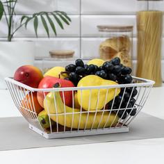 Ваза для фруктов Доляна «Эстетика», прямоугольная, 23×12×28,5 см, цвет белый