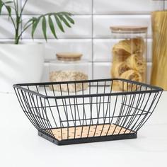 Ваза для фруктов Доляна «Эстетика», прямоугольная, 23×12×28,5 см, цвет чёрный