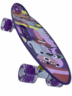 Скейт детский Пенниборд, M1.10, 60x16 см (фиолетовый), светящиеся колеса Like Goods