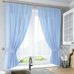 Штора классическая; тюль Sola Hk.Ld-11 170x140; 400x170 см голубой