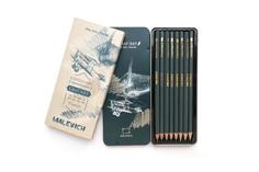 Набор чернографитных карандашей Малевичъ "GrafArt" в металлической коробке, 8 штук
