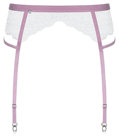 Оригинальный кружевной пояс для чулок Obsessive Lilyanne белый L-XL