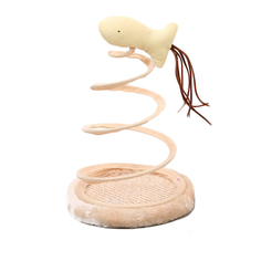 Игрушка когтеточка для кошек Pets & Friends, рыбка на пружине, бежевая, 23х14,5х23 см