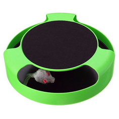 Игрушка мышь, когтеточка, круглая, зеленая, 26х26х7 см, Pets & Friends PF-MOUSE-01