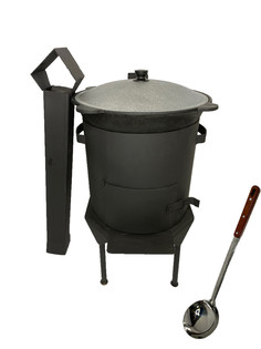 Комплект: Печь Grand Fire (GF-Z16) 3 мм Жаростойкая+чугунный казан 16 л и шумовка 42 см