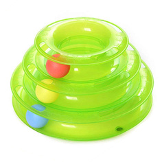 Прочная устойчивая игрушка для кошек башня-трек, 3 этажа с мячами, зеленая, Pets & Friends