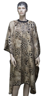 Пеньюар для стрижки Dewal Леопард полиэстер,145x160 см на крючках AP028