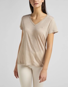 Футболка женская Lee V Neck Tee бежевая L