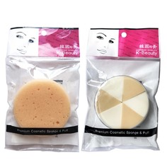 Набор K-Beauty: Скрабирующий спонж для очищения + Спонж в кейсе 6 шт. для ровного тона