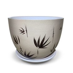 Горшок для цветов керамический Котовская Майолика Бамбук кремовый 3.5 л