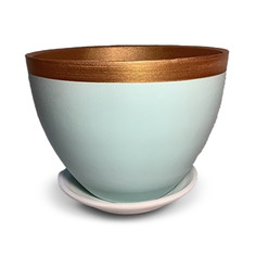 Горшок для цветов керамический Котовская Майолика Верона мятная 3.5 л