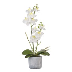 Искусственный цветок Орхидея Engard в керамическом кашпо белая 36 см
